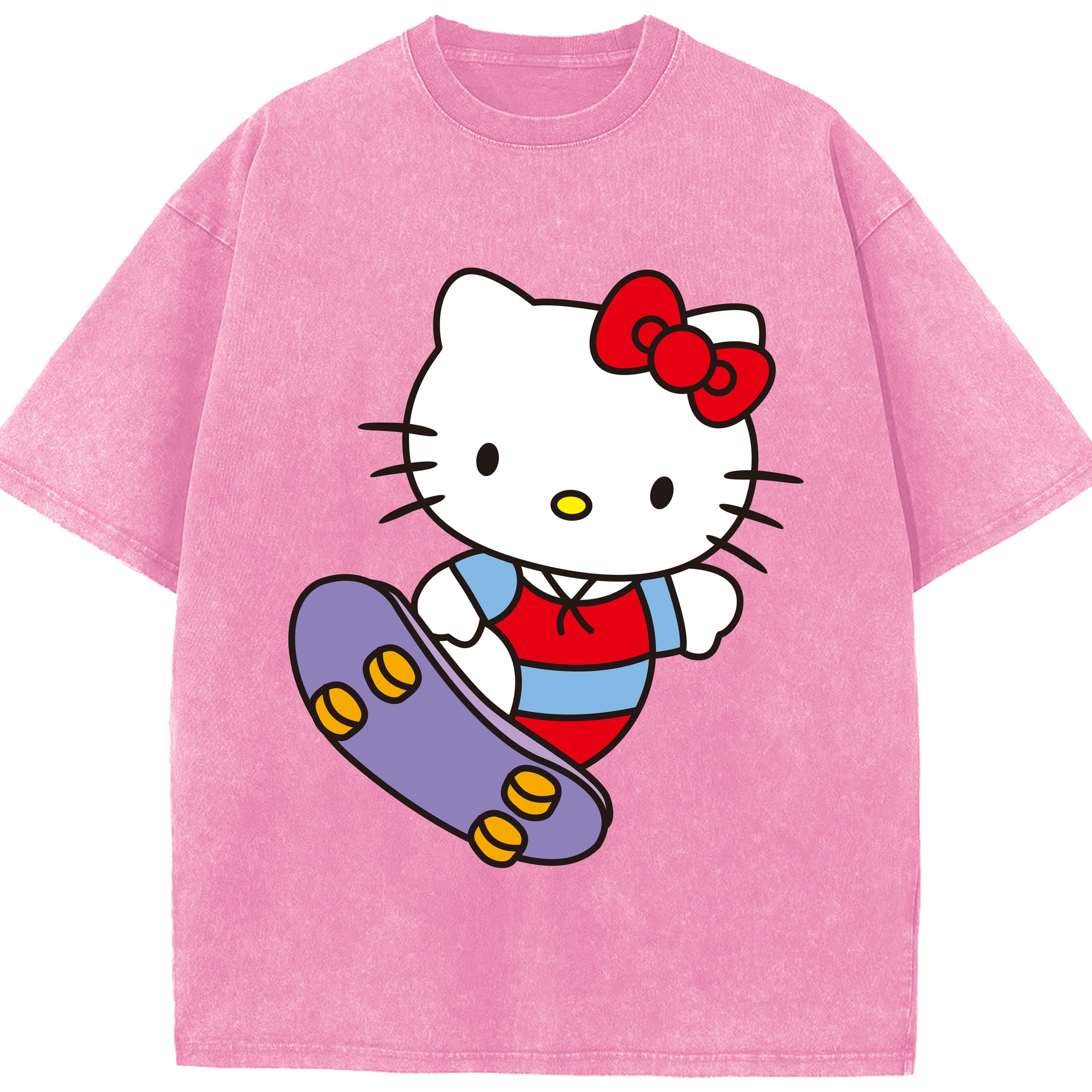 （画像用） Hello Kitty ハローキティ 綿100% ヴィンテージ風 半袖Tシャツ（フロントプリント）